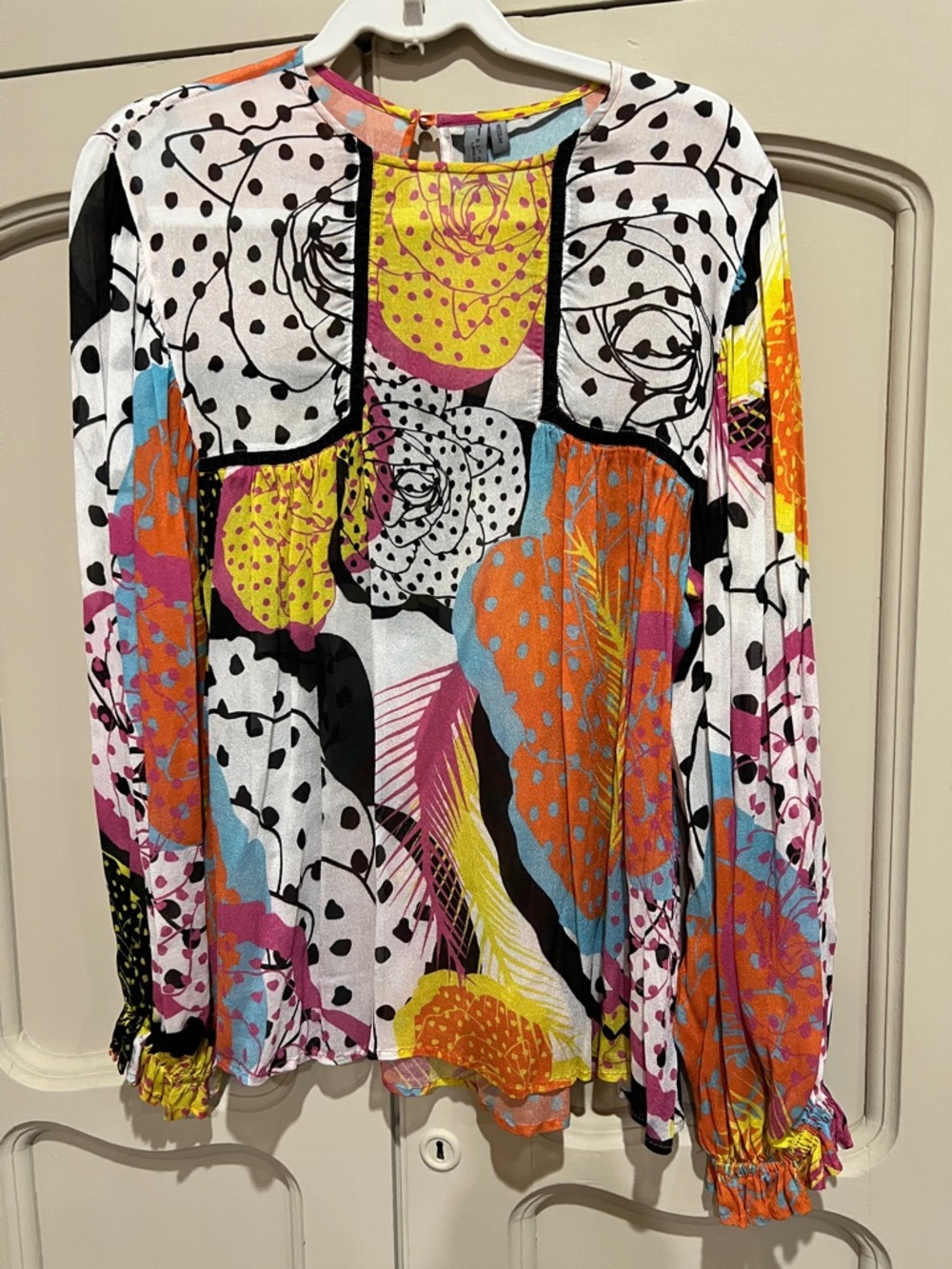 Blink from Anthropologie Multi-Colored Long-Sleeve Blouse - Bright Floral & Dot